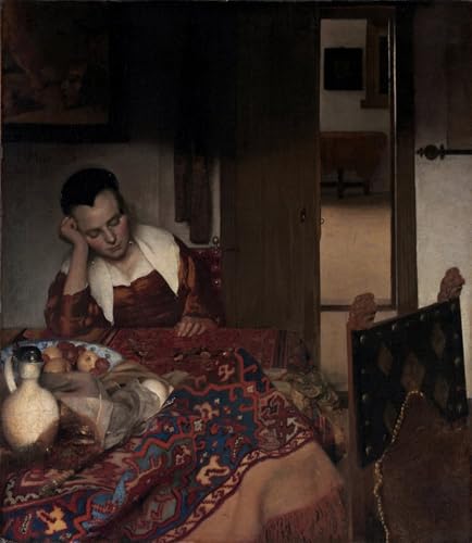 Tableau une fille endormie Vermeer pour habiller un grand mur vide avec élégance