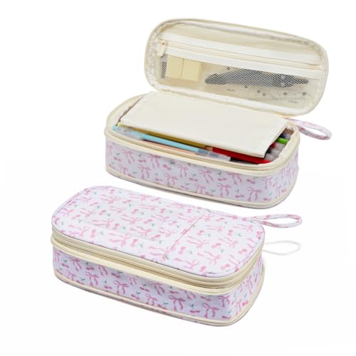 Image of Janhavi Initial Large Capacity Premium Oxford Cute Aesthetic Pencil Case Pouch Bag Special School Supplies Colored Stationery Organizer Gifts for Girls, Women, Adults