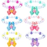 Niceup 6 pulseras de princesa pastel con dije de lazo de corazón para niñas pequeñas, relleno de piñata