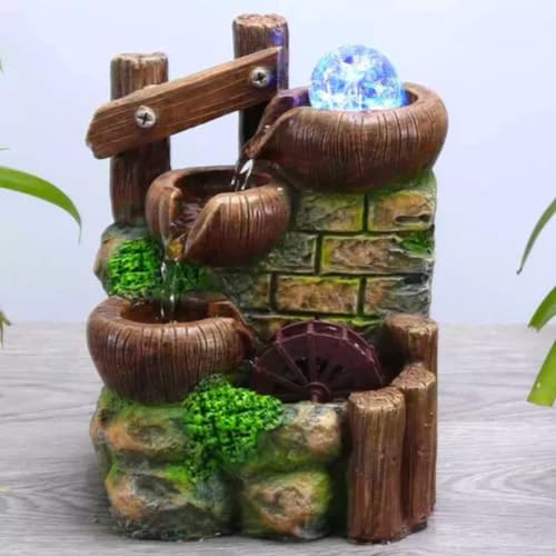 Fonte Mesa Água Ambientes Internos Iluminado Som Calmante Feng Shui Relaxamento Decoração LED Automá