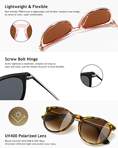 Image of SUNGAIT Vintage Round Sunglasses for Women Classic Retro Designer Style