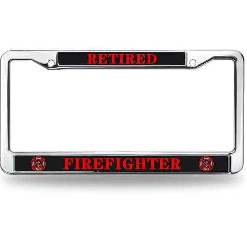 Image of Retired Firefighter Pride Weather-Proof License Plate Frame Firefighter Faith License Plate Frame for Family Members