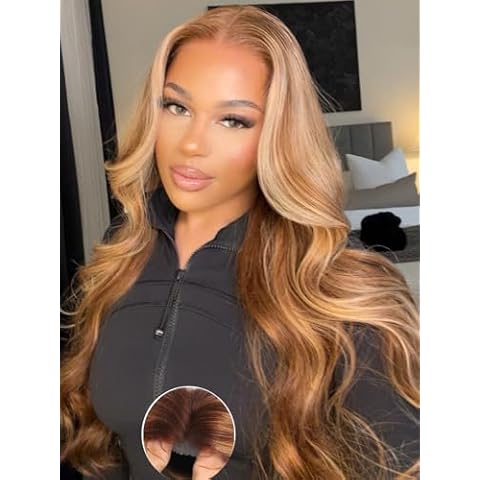 Julia Hair 12A Body Wave Pre Cut Glueless Wigs Human Hair Highlight Honey Blonde Bye Bye Knots Wig Wear and Go for Beginners 7x5 HD Lace Front Wigs Pre Bleached Invisible Knots 180% Density 20 Inch Cover
