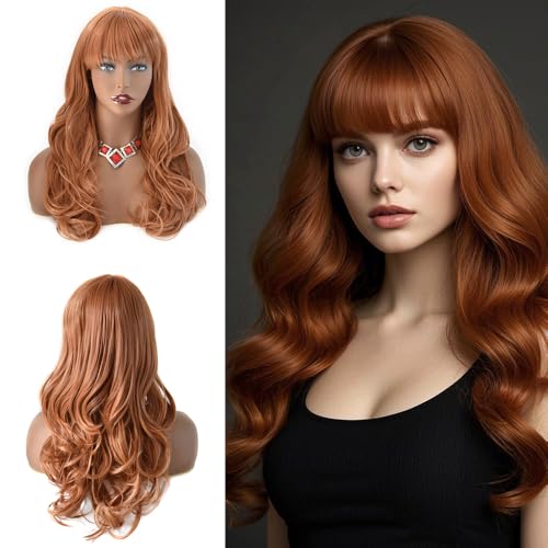 Healthlif Women Wigs Synthetic Hair Wigs For Women Wig With Bangs Shoulder Length Bob Wigs Long Curly Wigs For Women Layered Wigs Natural Looking 8813 M30#