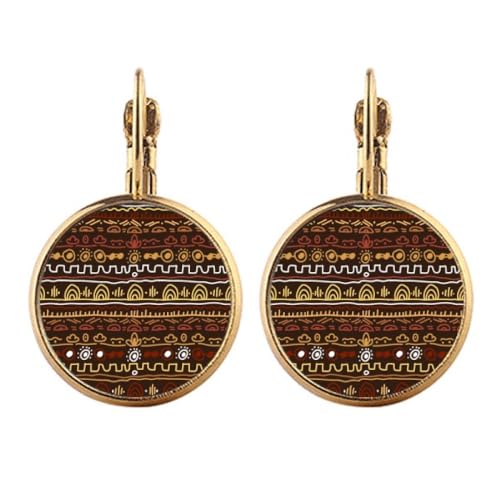 Boucles d'oreilles pendantes à clip or style aborigène tribal non percé