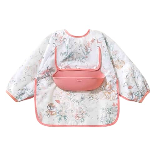 Xvilmaun Babero De Manga Larga Para Bebé,Babi Desmontable Con Bolsillo De Almacenamiento - Para Juegos De Y Alimentación Complementaria BLW