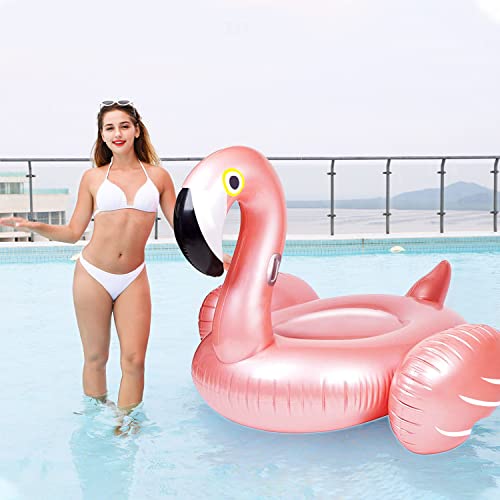 Giant Inflatable Flamingo Ride On Pool Float, Blow Up Pool Floatie With Fast Valves Swimming Floating Raft, Lounge, Summer Party Decorations Toys For Kids Adults, Large #TOP5