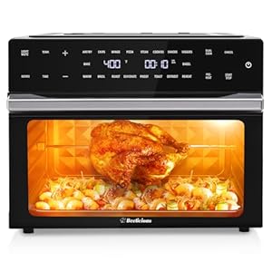 Beelicious 32QT Extra Large Air Fryer, 19-In-1 Air Fryer Toaster Oven Combo with Rotisserie and Dehydrator, Digital Convection Oven Countertop Airfryer Fit 13″ Pizza, 6 Accessories, 1800w, Black