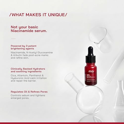 Image of /PHD / 10% Niacinamide Spot Correcting Serum | Niacinamide for Oily Skin, Acne Scars & Enlarged Pores | Face Serum for Acne-Prone Skin with 2% NAG | Fades Marks, Controls Oil I 10ml
