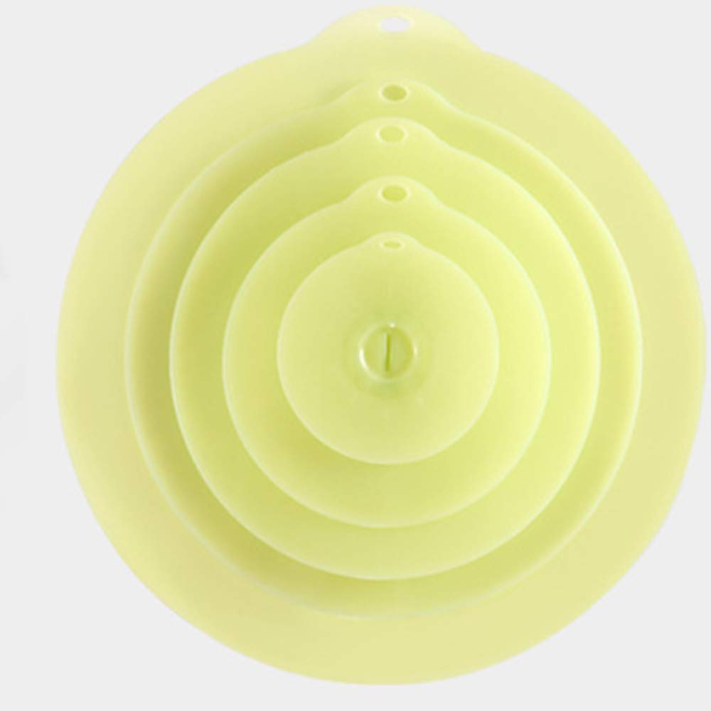Silicone Bowl Lids Set of 5 Reusable Suction Seal Covers for Bowls, Pots, Cups. Food Safe. Natural Grip, Interlocking Handles for Easy use and Storage (Green)