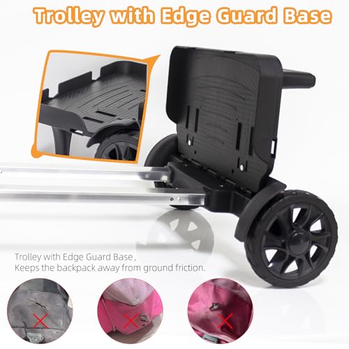 Faltbarer Rucksack-Wagen mit stabilen Tankrädern, Aluminium-Alloy Gepäckwagen mit Kantenschutz, Universal-Handwagen für Rucksäcke, Lunch-Rucksäcke, Golftaschen, ideal für Schule und Reisen