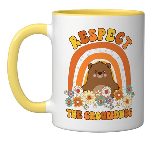 Taza de cerámica Hippie Rainbow Groundhog Day 11oz miniatura 1