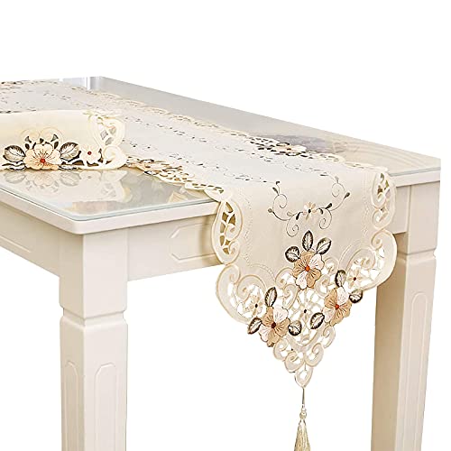 Rehomy Camino de Mesa, decoración de Mesa de té, diseño Vintage con Flores Bordadas (40x150cm/15.7x59)