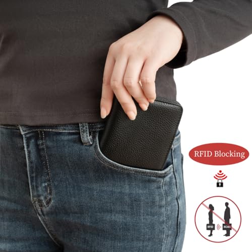 Small Wallet for Women RFID Blocking Leather Credit Card Holder Bi-fold Cash Wallet with ID Window and Zipper Pocket4