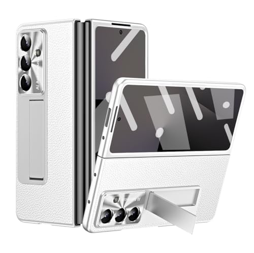 Coque Samsung Galaxy Z Fold 7 en cuir avec charnière et béquille élégante