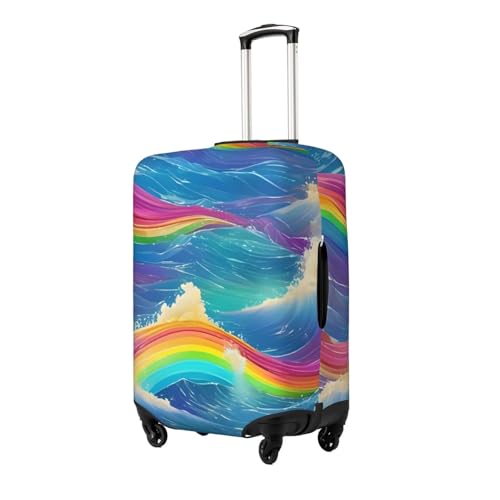 Rainbow Ocean Print Fashionable Suitcase Cover Personalized Luggage Protector for Travel and Business2