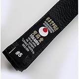 YIROCK Tokaido Karate Belt, Black Satin Belt - JKA (#5/295cm - 116" inches)
