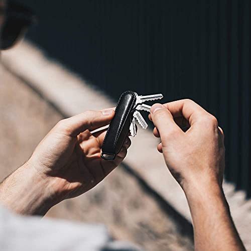 Jibbon Italian Leather Key Organizer |Marine Grade 316 Stainless Steel Leather Keychain -Leather Key Holder Keychain Holds Up To 9 Standard Keys (Black) #TOP7