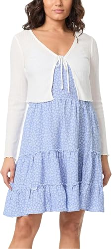 WallFlower Women's Leona Strappy Midi Tiered Rayon Challis Dress with