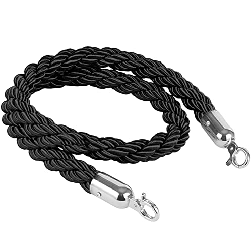 Cordons de délimitation, Corde de contrôle des foules avec crochets polis for barrière file d'attente for cinémas, grandes ouvertures, hôtels, crochet noir argenté(Black Silver Hook,35mm)