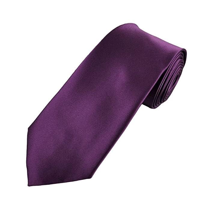 ARYANSH SHOPPE Men's Solid Color Satin Microfiber Tie, Regular and Skinny Width for Office, Interview Wedding Formal Dress (PURPLE)-picture-56