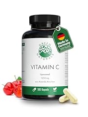 Vitamin C liposomal 1250mg - Wichtig: Höchste Bioverfügbarkeit & Absorption - 180 vegane Kapseln aus Acerola-Kirschen - Green Naturals®