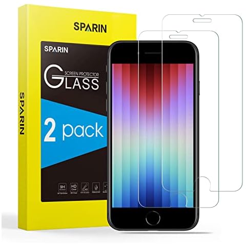 SPARIN Protector de Pantalla para iPhone SE 2022/2020 y iPhone 8/7/6s, 2 Pack Cristal Templado para iPhone SE 3/2, 9H Dureza, Alta Definición Cover