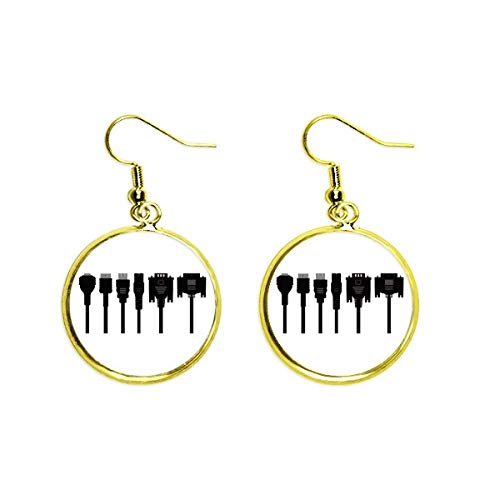 Pendientes dorados drop con diseño de cable negro para mujer