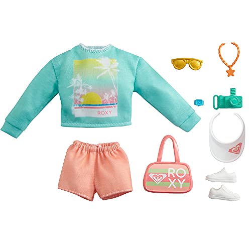 Barbie GRD59 - Moden für die Barbie-Puppe: Roxy Modeset mit Pulli und Kurzehose und 7 Zubehörteilen, Spielzeug ab 3 Jahren – Bild 6