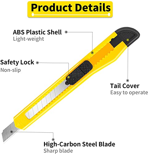 Image of DIYSELF 96-Pack Box Cutters - Premium Utility Knives for Home, Office, Warehouse - Retractable Razor Blades for Cardboard, Boxes, and Cartons (4 Vibrant Colors)