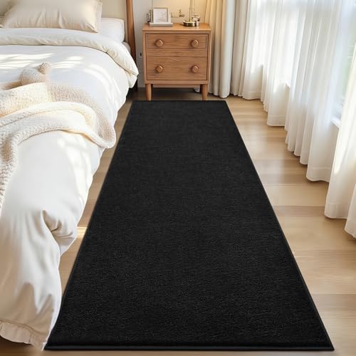 ISEAU black faux-cashmere 2x6 runner rug — shows the plush textured surface that sets the premium pick apart