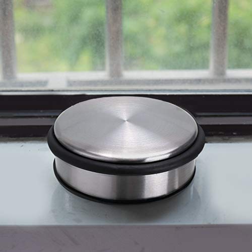 Kinjoek Heavy Duty No Drill Door Stopper, Stainless Steel Door Stop, Surrounded With Protective Rubber Bands Anti-Slip Door Wedge For Office, Home, Garage, Laundry Door #TOP6