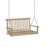 Outsunny 2-Seater Outdoor Patio Porch Swing Chair Seat with Slatted Build, Hanging Chains, Fir Wooden Design, Natural