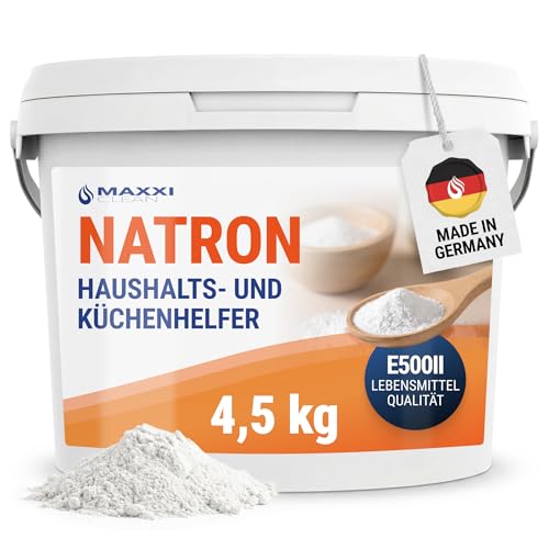 MAXXI CLEAN | 4,5 kg Natron Pulver | Backpulver für Küche, Haushalt und Körper | geschmacksneutrales & hochreines Hausmittel zum Reinigen und Backen | Natriumhydrogencarbonat in Lebensmittelqualität
