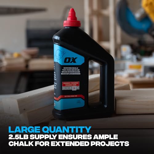 OX Pro Series Red Chalk Line Powder 2.5lbs Marking Chalk Refill - Permanent Weather Resistant Construction Line Marking Powder Chalk Line Refill for Chalk Reel OX-P630809 - Thumbnail 4