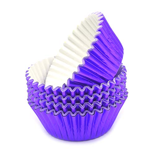 Image of Standard Purple Foil Cupcake Liners Muffin Baking Cups for Party and More, 100-Count