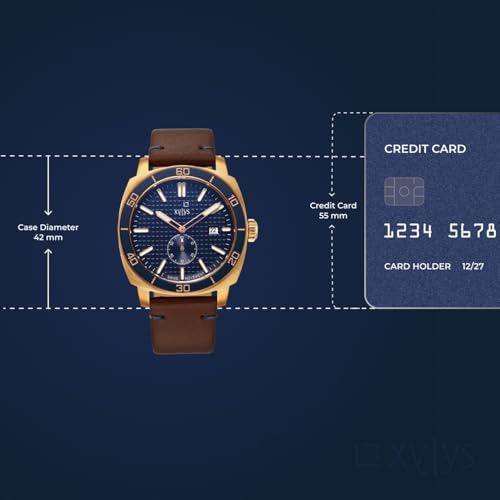 Image of Xylys Patina Quartz Analog Blue Dial Brown Leather Strap Watch for Men