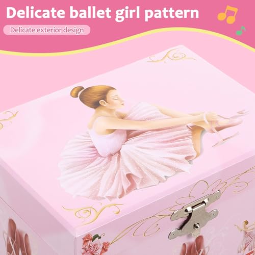 Caja de música de ballet rosa con bailarina giratoria infantil 8