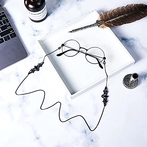 Frienda 2 Pieces Glass Chains Halloween Bat Glasses Chain Goth Sunglasses Eyeglass Necklace Eyewear Reading Black Bat Glasses Retainer Strap Holder Lanyards Halloween Party Accessories For Women Men #TOP4