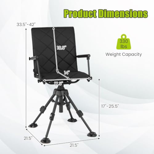 Image of Tangkula 360 Degree Swivel Hunting Chair with Padded Seat