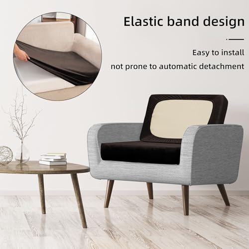 Image of BIETYONE 8Pcs Stretch Velvet Patio Cushion Cover,Fluffy,for Fall Outdoor Couch Cushion Cover Replacement,Washable Indoor Outdoor Cushion Slipcovers(Coffee,Cover Only)