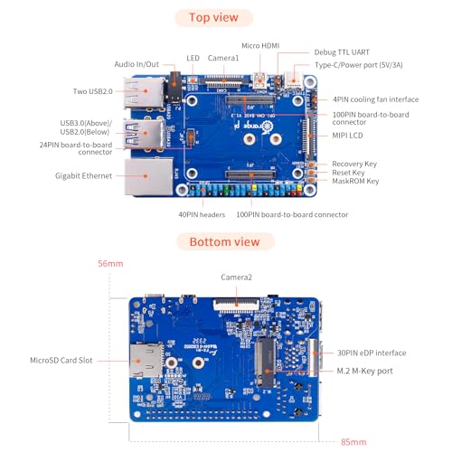 Image of Orange Pi CM4 8G64GB with Base Board RK3566 Quad Core 64 Bit Single Board Computer, 1.8 GHz Frequency Wi-Fi & Bluetooth 5.0 Integrated RKNN NPU AI Accelerator (8G64G+Base Board)