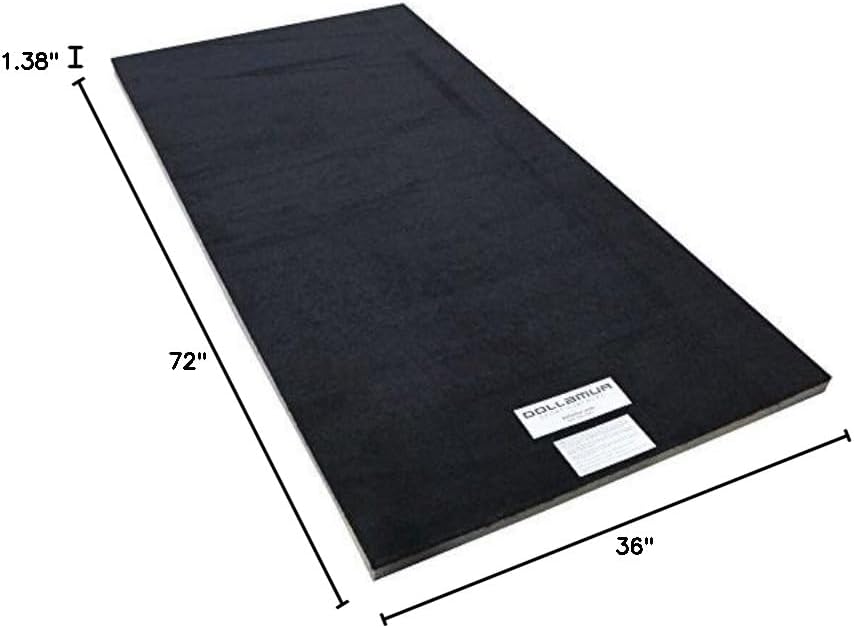 Dollamur 3'x6'x1-3/8" Gymnastics Mat, Black, Carpeted Mat for Tumbling and Cheerleading