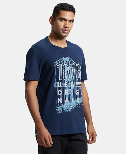 Image of Jockey US81 Men Super Combed Cotton Rich Graphic Printed Round Neck Half Sleeve T-Shirt