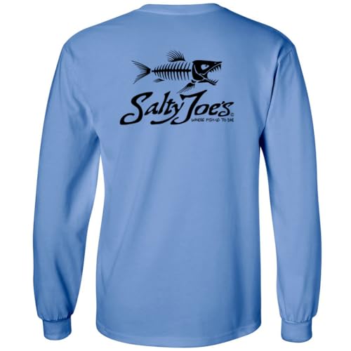 SALTY JOES Men's Skeleton Fish Logo Long Sleeve Tees -2XL-Carolina/b