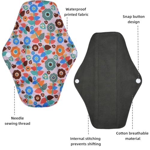 Image of Reusable Waterproof Sanitary Napkin Set,Overnight Reusable Washable Menstrual Pads,8pcs /Set,Pack of 7+1 Storage Bag