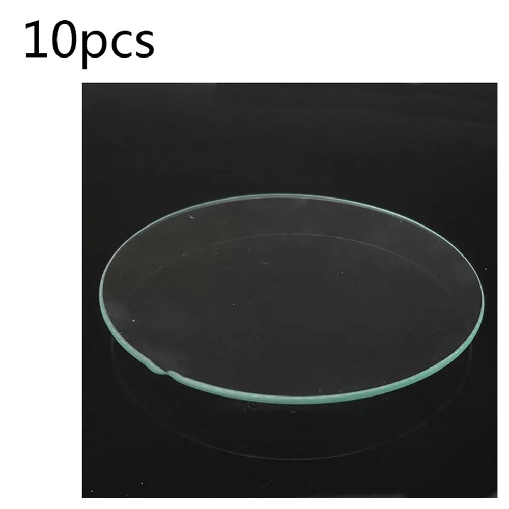 Zestaw 10 wklęsłych pokrywek do zlewki ze szkła laboratoryjnego, 45, 50, 60, 70, 80, 90, 100, 120, 130, 150 mm