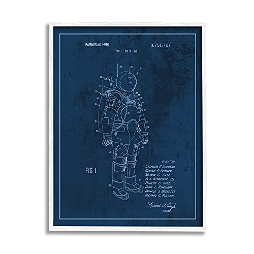 Image of 'Traditional Space Suit Patent Outer Space'| Framed Giclee Art | Stupell Industries | White, 24 x 30 Inches, Easy to Hang and Sturdy, Made in USA, by Lil' Rue