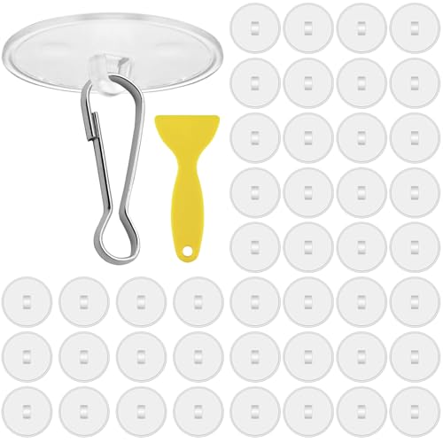 Samulee 50 Stück Transparente Selbstklebende Deckenhaken, Haken Decke ohne Bohren Klebehaken Decke, mit Fahnenmast-Clips, für Schlafzimmer, Badezimmer, Halloween Dekoration, Halloween-Haken