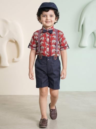 Image of AJ DEZINES Kids Casual Wear Clothing Cotton Shirt Short Set For Boys